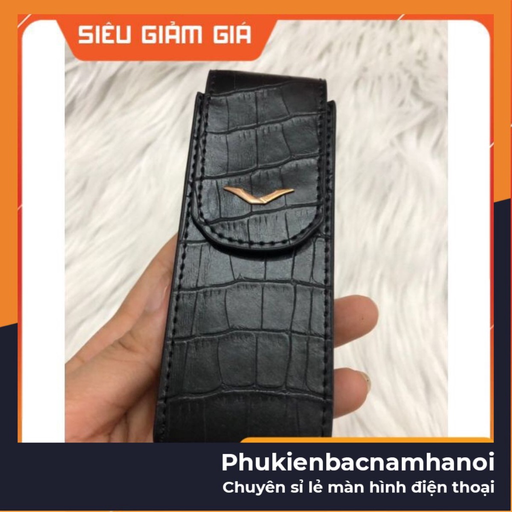 Bao da vertu sing S Có nắp dập vân da cá sấu đen cực đẹp