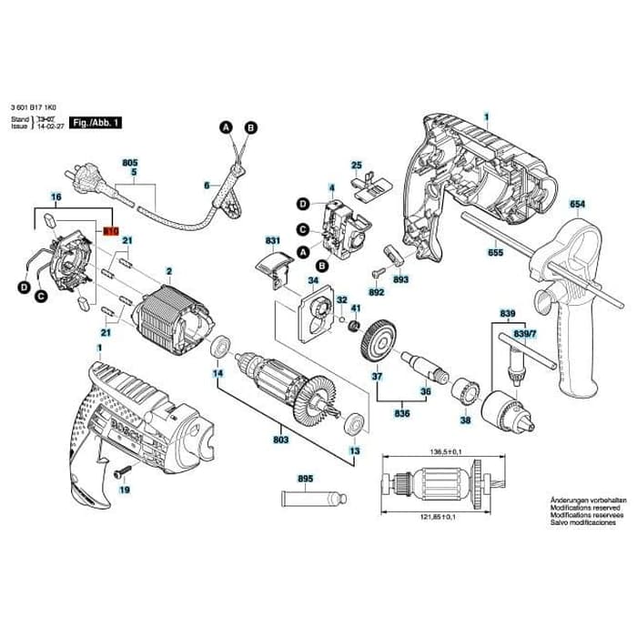 Bosch Công Tắc Gsb / Gbm 10 Re, Gsb / Gbm 13 Re Gbm 350 Chính Hãng