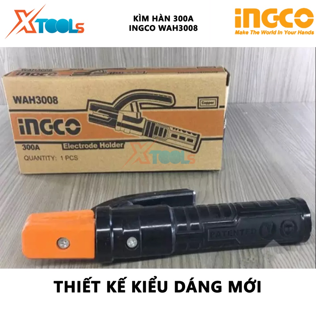 Kìm hàn INGCO WAH3008 | Kềm hàn điện Dòng điện định mức 300A, Phù hợp sử dụng cho máy hàn MMA của Total, Ingco, Thiết kế