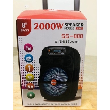 Loa Bluetooth không dây có led Big Sound SS888 Boomsbox Led chất lượng cao bass cực mạnh kết nối USB ECOBA