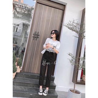 set quần kaki đen áo trắng