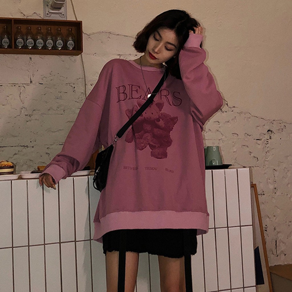Korean Fashion Round Neck Long Sleeve Women Sweatshirts | BigBuy360 - bigbuy360.vn