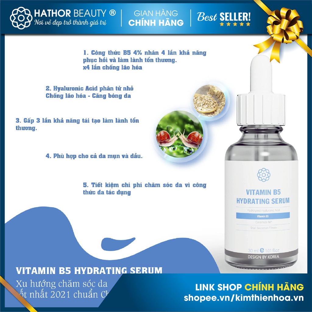 Serum chăm sóc da hư tổn VITAMIN B5 HYDRATING SERUM | Hathor Beauty (Kim Thiên Hoa)