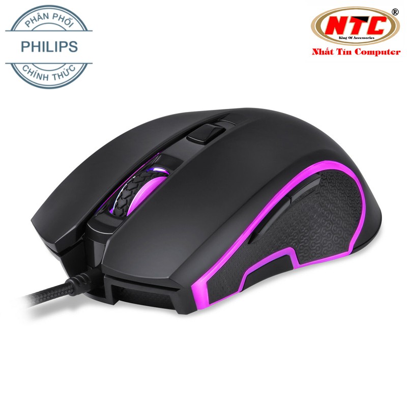 Chuột 6D game cao cấp Philips SPK9413 led đa màu-DPI 6400 thích hợp đồ họa và game