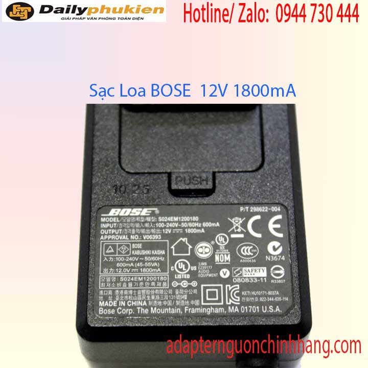 Sạc loa Bose 12v 1800mA bảo hành 12 tháng có vat dailyphukien