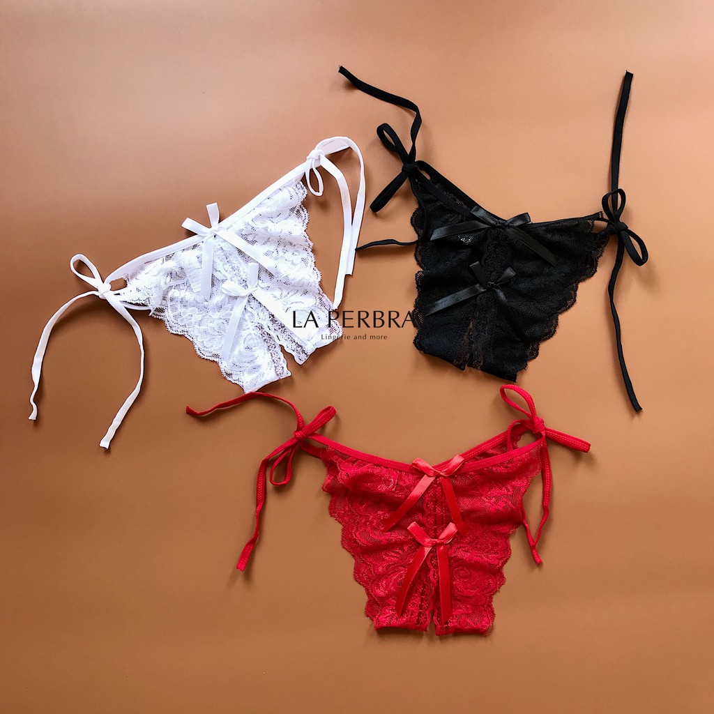 Quần Lót Ren Xẻ Đáy Dây Cột Sexy La Perbra - X06