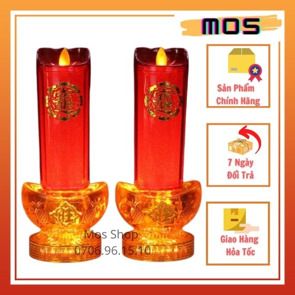 Đèn cầy điện/Nến điện trang trí gian thờ trang nghiêm Mos Shop
