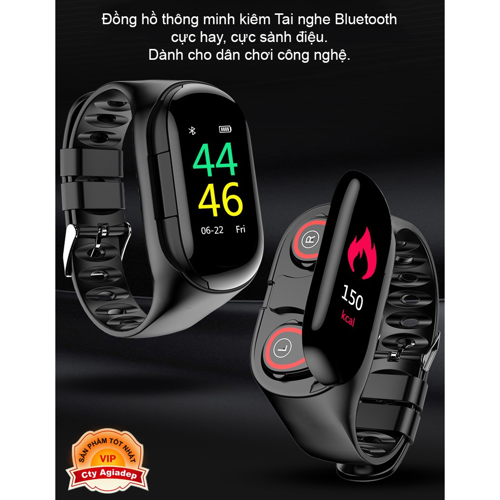 Tai nghe Bluetooth kiêm Đồng hồ thông minh theo dõi sức khỏe Smartwatch 2 trong 1 tiện lợi - Model1