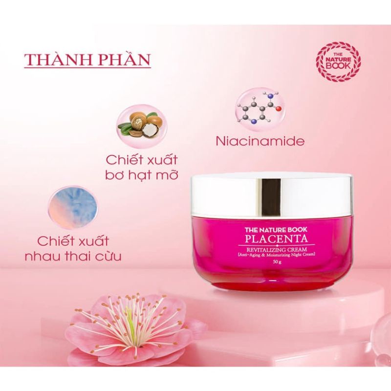 Kem dưỡng trắng da chống lão hóa hồi sinh làn da chiết xuất nhau thai cừu, The Nature Book Placenta Revitalizing Creamk