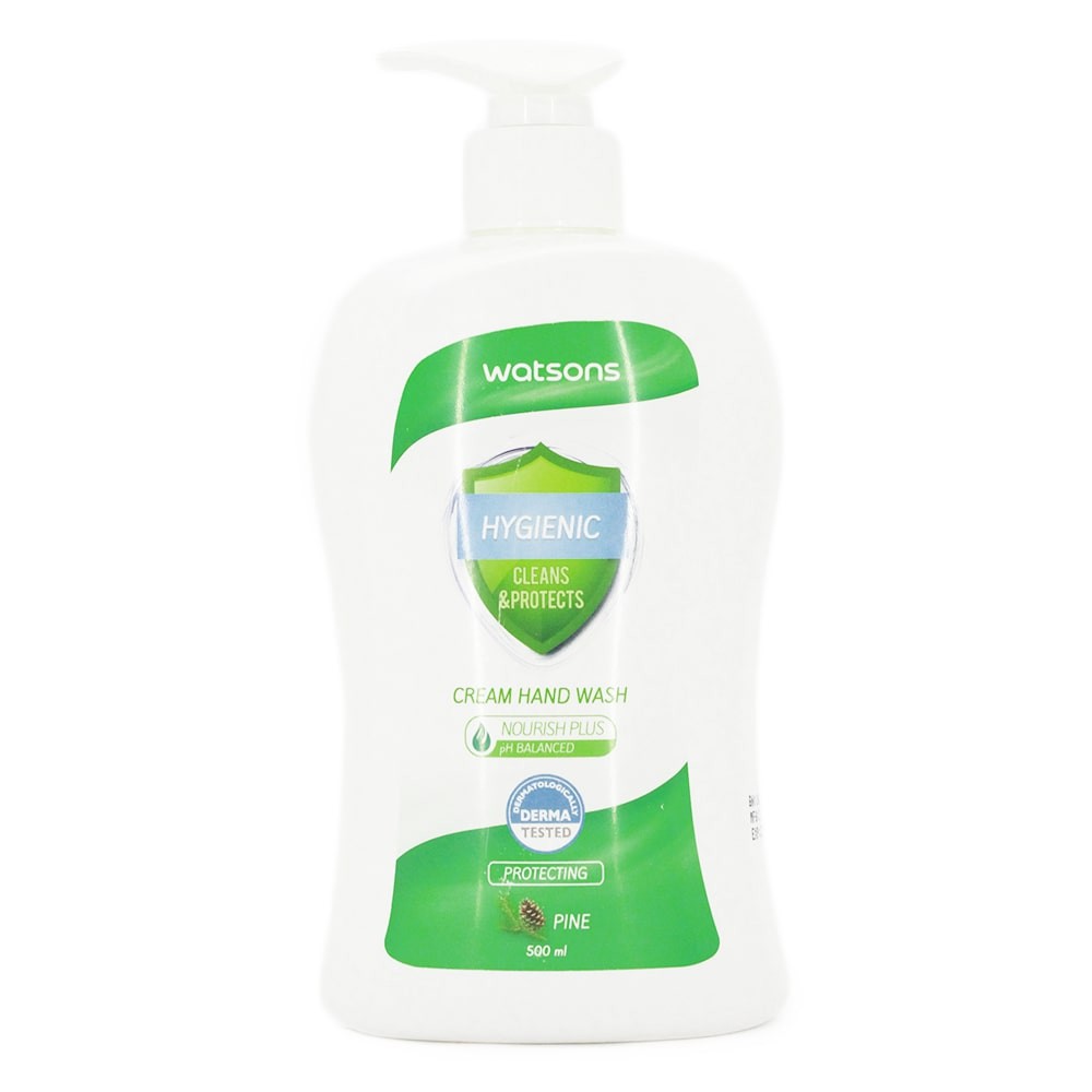 Gel Rửa Tay Watsons Hygienic Cleans & Protects Cream Hand Wash Protecting Pine Từ Cây Thông 500ml | BigBuy360 - bigbuy360.vn
