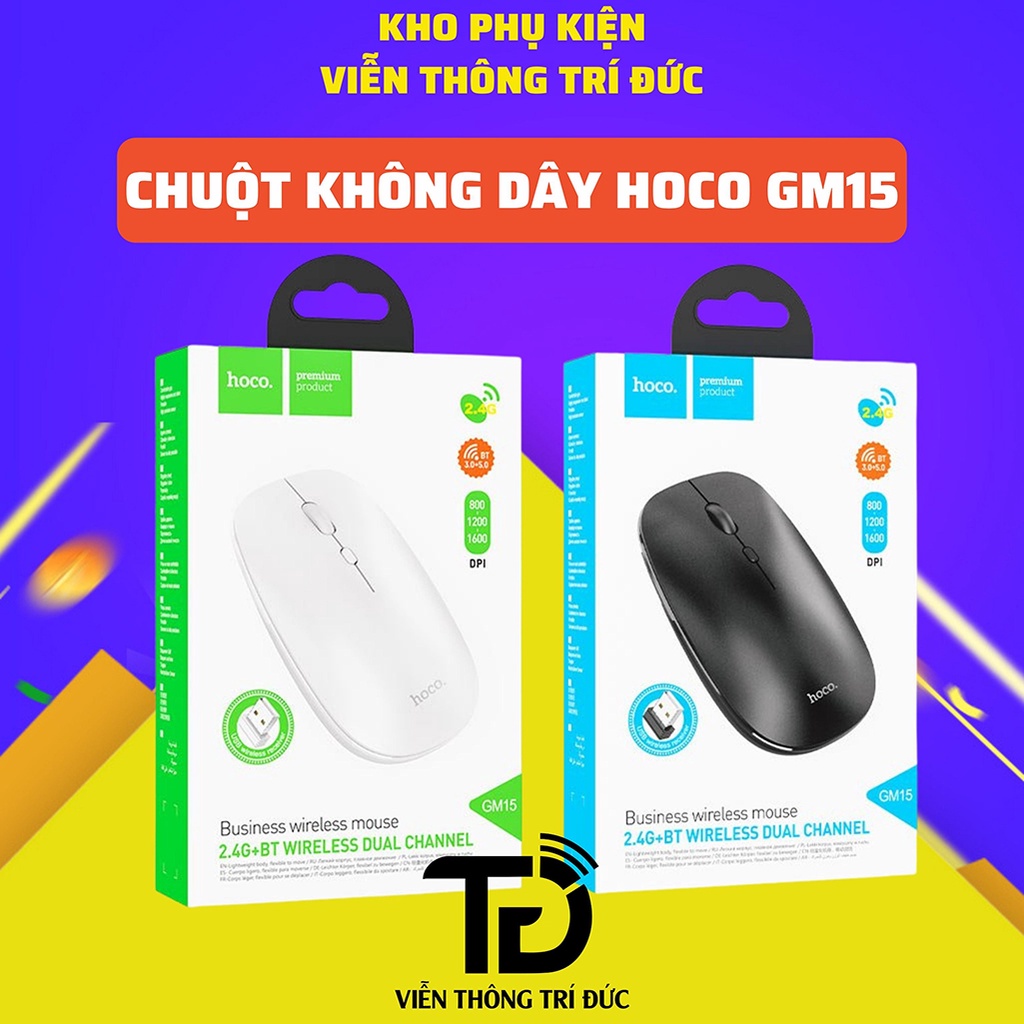 Chuột Không Dây Hoco GM15 ( Kết Nối Bluetooth + Wireless 2.4GHz) - Hàng Chính Hãng
