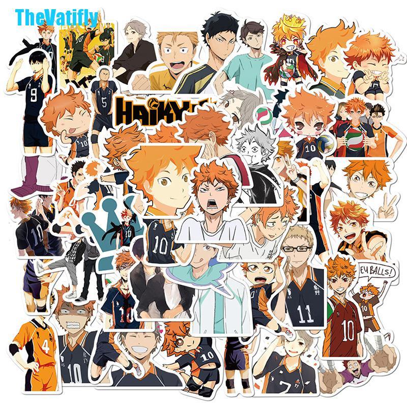 Bộ 52 Miếng Dán Trang Trí Hình Anime Haikyu Dễ Thương