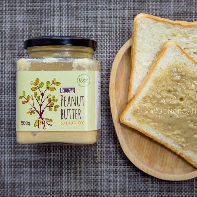 BƠ ĐẬU PHỘNG NGUYÊN CHẤT KHÔNG ĐƯỜNG XAY MỊN EATCLEAN - VƯỜN ORGANIC 500GR