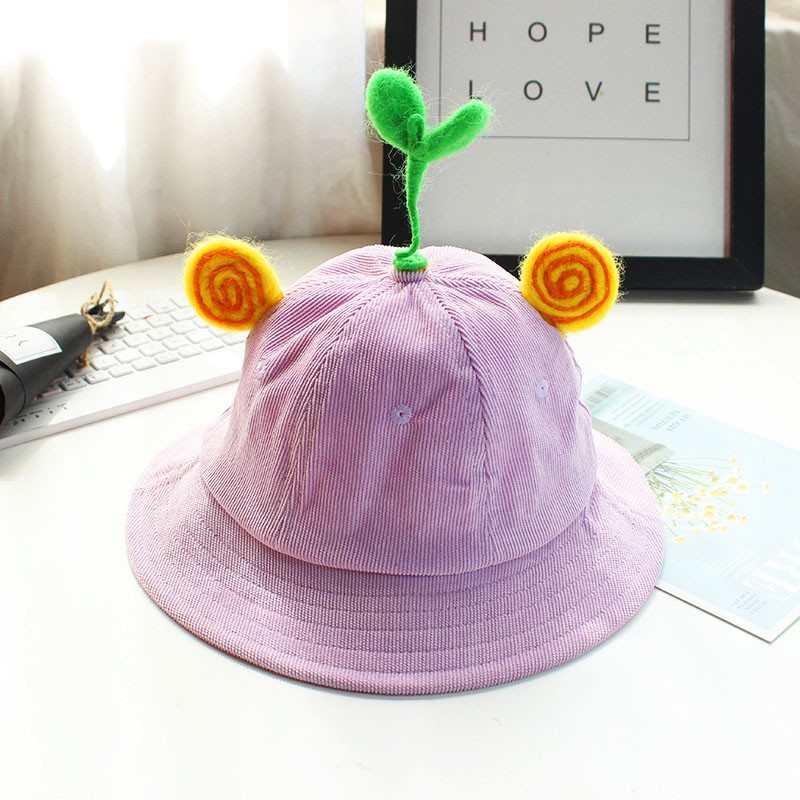 [Luôn Sẵn Hàng] Mũ Nón Mầm Cây Maruko 3D Rộng Vành Bucket Hat Ulzzang Kaki Nhung Siêu Cute ^^