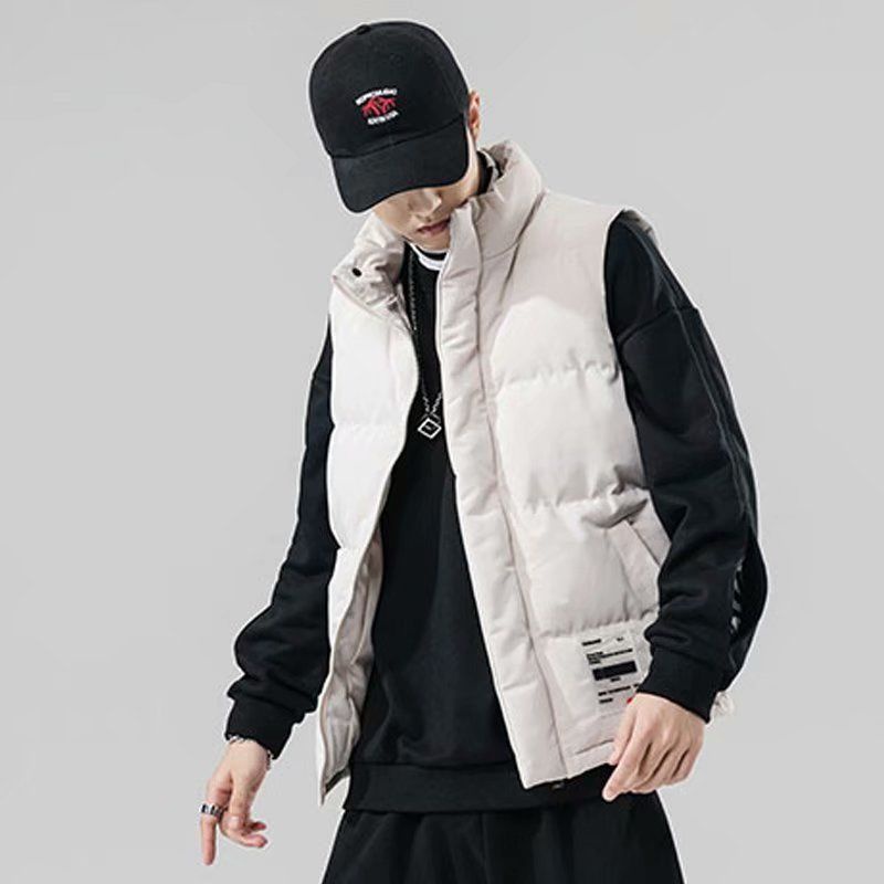Áo Khoác Không Tay Cổ Đứng Chất Liệu Cotton Dày Dặn Thời Trang Thu Đông Cho Nam
