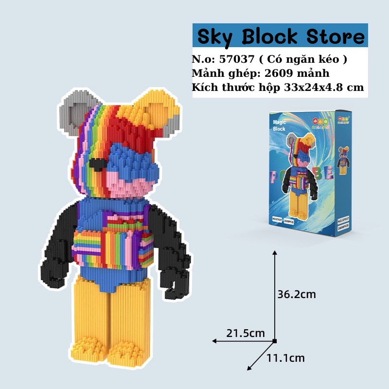 Đồ chơi lắp ráp, đồ chơi lắp ghép 3D mô hình bearbrick 36cm