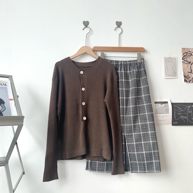 Chân váy caro dạ