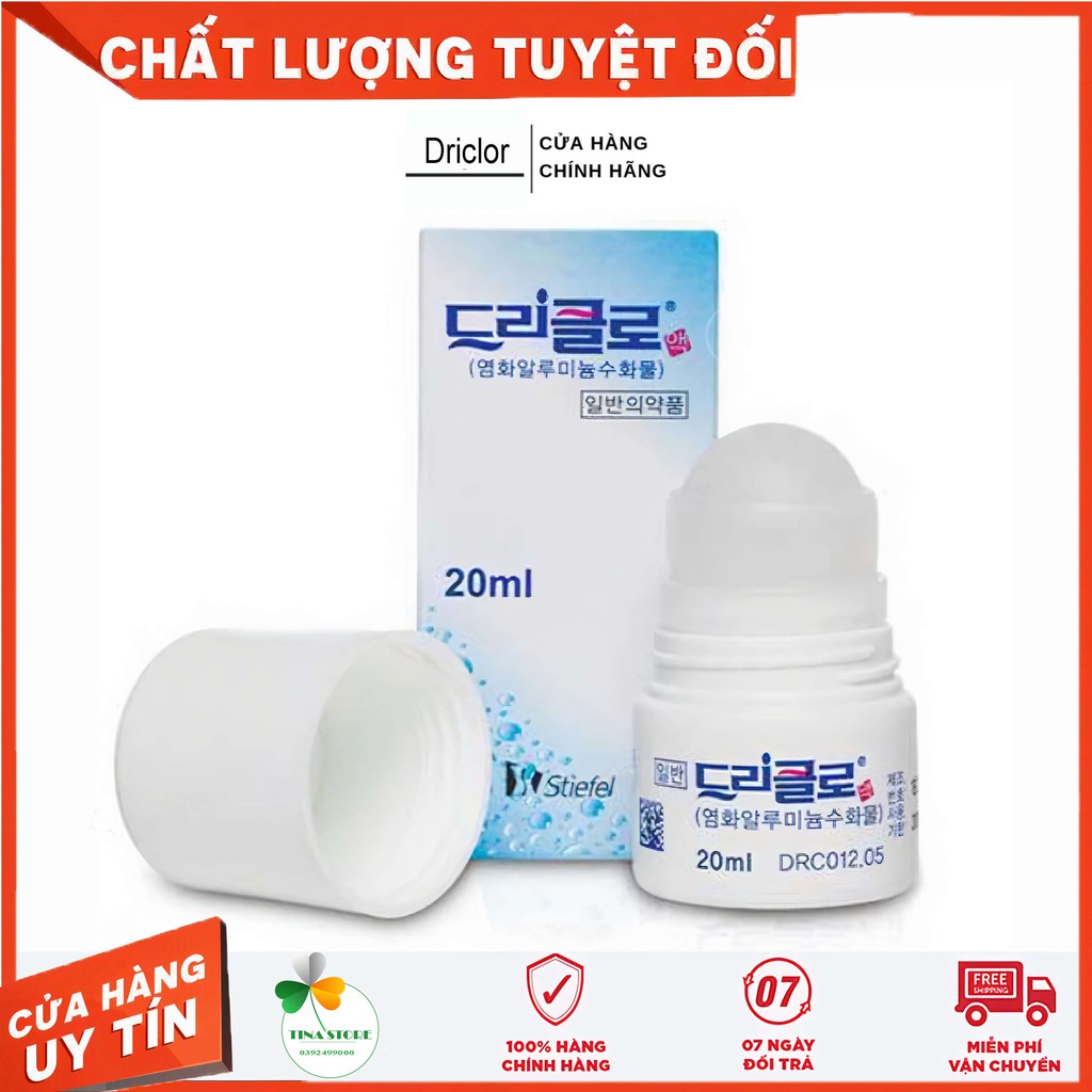 Lăn Khử Mùi Driclor Hàn Quốc 20ml - Ngăn Tiết Mồ Hôi và Khử Mùi Hiệu Quả