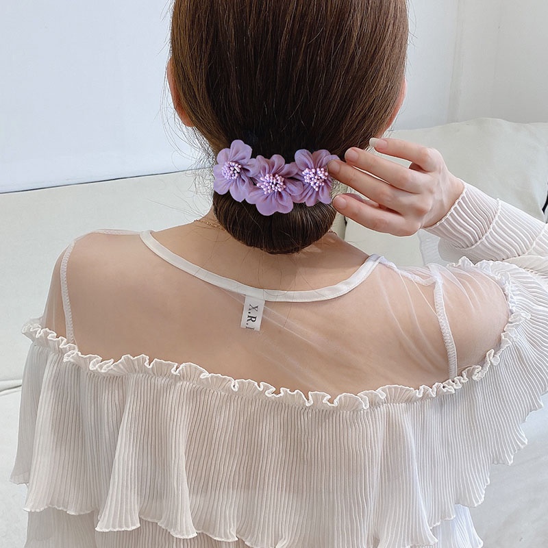 Dụng Cụ Búi Tóc Đính Hoa Vải Cho Nữ