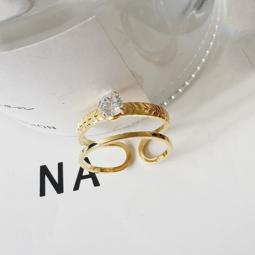 Nhẫn Nữ 2 Lớp Đính Đá Nhân Tạo Titan Ko Đen TT 3569