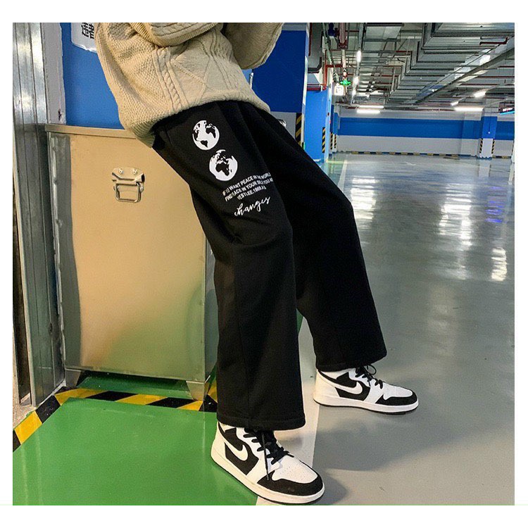 Quần jogger dây rút bo ống chun nỉ  from rộng phong cách Hàn Quốc cực chất