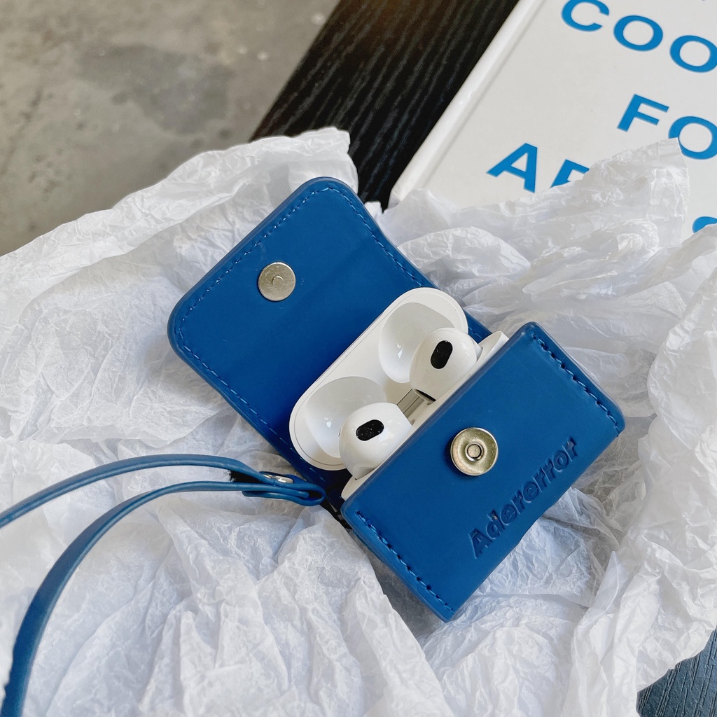 Vỏ Bảo Vệ Hộp Sạc Tai Nghe AirPods3 ADER Clein Màu Xanh Dương Bằng Da 2021 Thời Trang Ốp