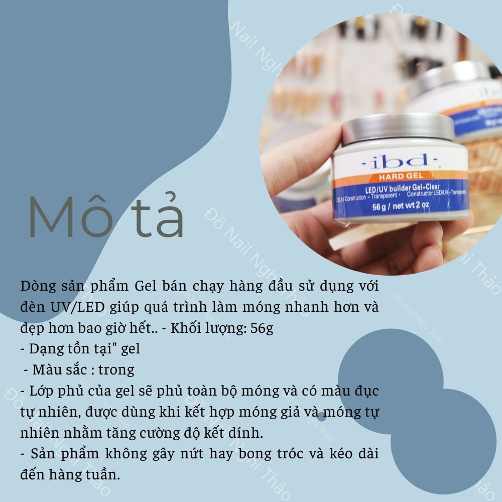 Gel đắp móng IBD , gel ibd chính hãng không nóng 56g