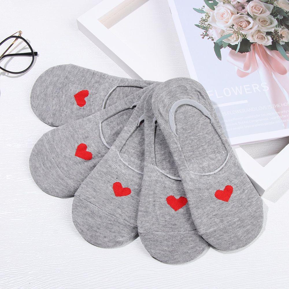 Set 5 Đôi Tất Cotton Màu Kẹo Ngọt Họa Tiết Trái Tim Thời Trang