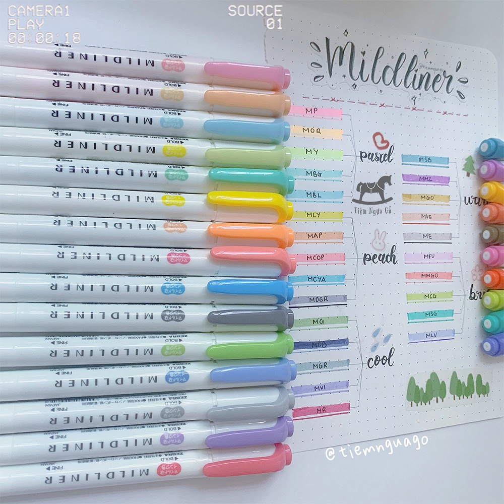 [Mã SKAMLTSM9 giảm 10% đơn 99K] Bút Hightlight 2 Đầu Mildliner Zerbra - Tiệm Ngựa Gỗ