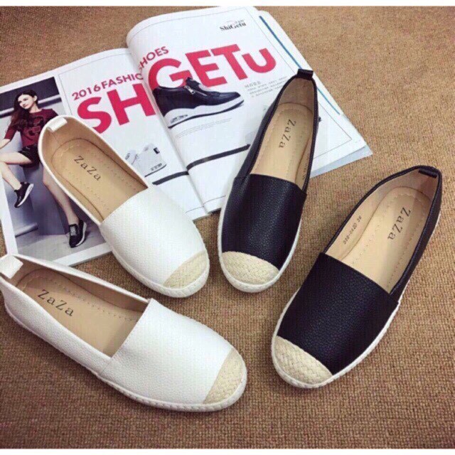 Giày slip on trơn mũi vá