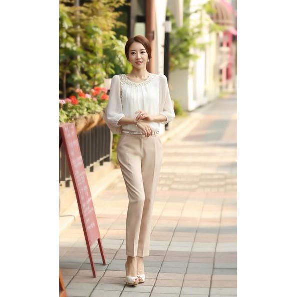 Quần Baggy Nữ Màu Kem | BigBuy360 - bigbuy360.vn