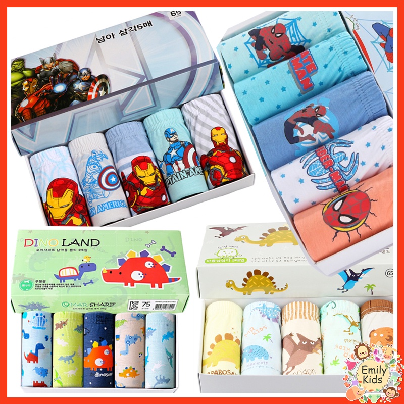 Set 5 QuầN LóT Cotton Lưng Cao In HìNh KhủNg Long Cho Bé Trai (3-12 TuổI)