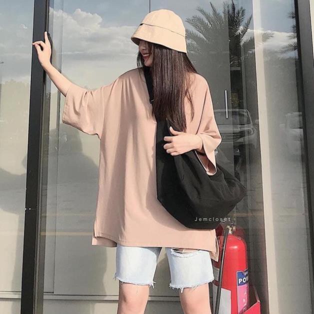 ÁO THUN TRƠN FORM RỘNG XẺ TÀ