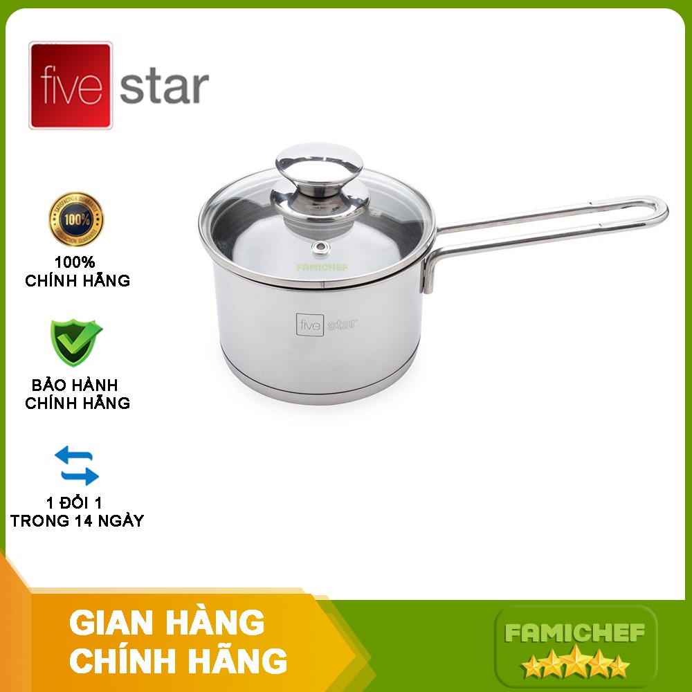 Quánh inox nắp kiếng 3 đáy FiveStar Q123DG 12cm