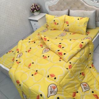 Set chăn phao ga gối vịt vàng