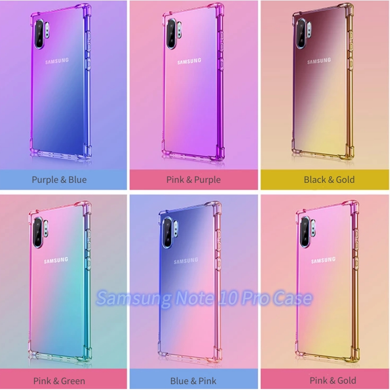 Ốp Điện Thoại TPU Mềm Siêu Mỏng Trong Suốt Màu Gradient Cho Samsung Galaxy Note 10 Pro Plus Lite 9 8 A50 A50S A30S A51 4G