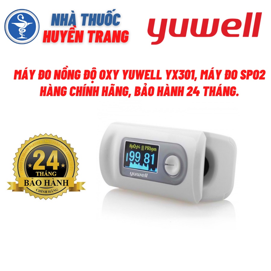 Máy đo nồng độ oxy trong máu Yuwell YX301, máy đo spo2, nhịp tim hàng chính hãng, bảo hành 24 tháng.