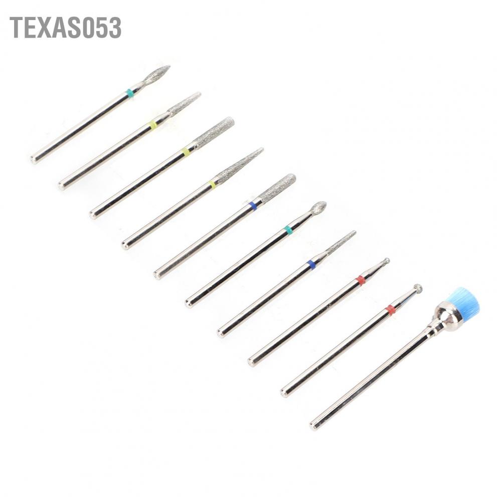 Hàng Sẵn Bộ 10 Đầu Khoan mài móng Hợp kim đánh bóng chuyên dụng Dụng cụ làm móng tay【Texas053】