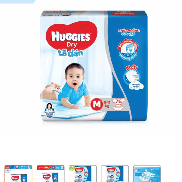 Tã Bỉm Dán Huggies Dry M76/L68/XL62/XXL56