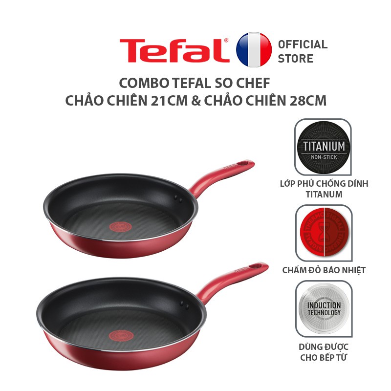 Chảo chiên Tefal So Chef size 21, 24, 28cm G1350295/G1350495/G1350695_Hàng chính hãng