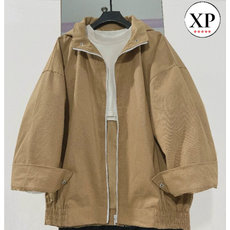 XPstore Áo Khoác kaki jacket 2 lớp uliizang mũ tháo rời Nam Nữ (Ảnh thật)