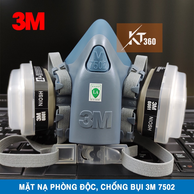 Mặt Nạ Phòng Độc 3M 7502 (Phin Lọc USA) Chống Độc Sơn, PU, Thuốc Trừ Sâu, Hóa Chất, Bụi Mịn.