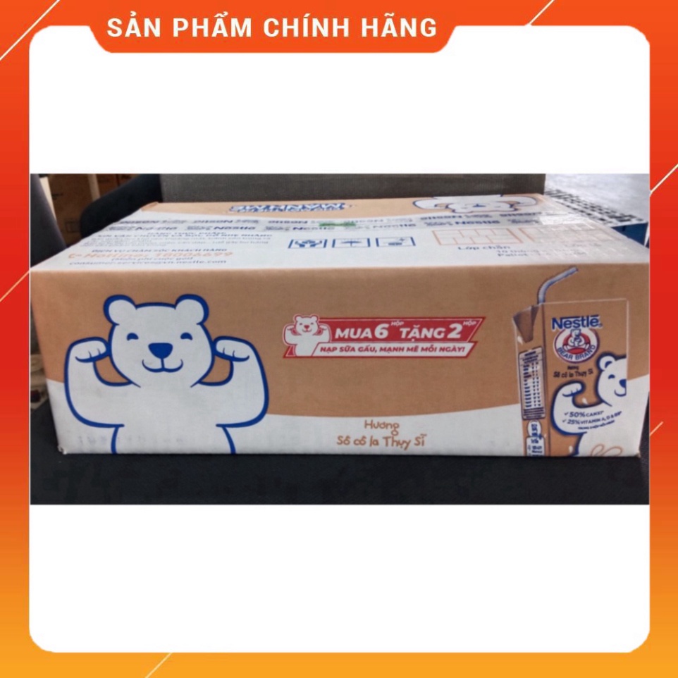 Thùng 48 hộp Sữa Nestlé Gấu Hương Sô cô la Thụy Sĩ  hộp x 180ml)