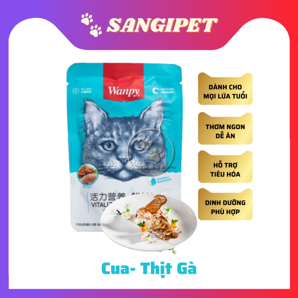 [Mã PET50K giảm Giảm 10% - Tối đa 50K đơn từ 250K] Pate WANPY cho mèo gói 80g, pate mèo 7 vị dinh dưỡng