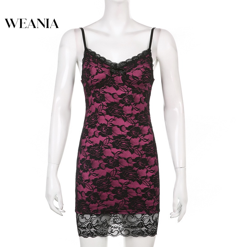 Đầm Ren Hoa Hai Lớp Hở Lưng Ôm Dáng Gợi Cảm Dành Cho Nữ