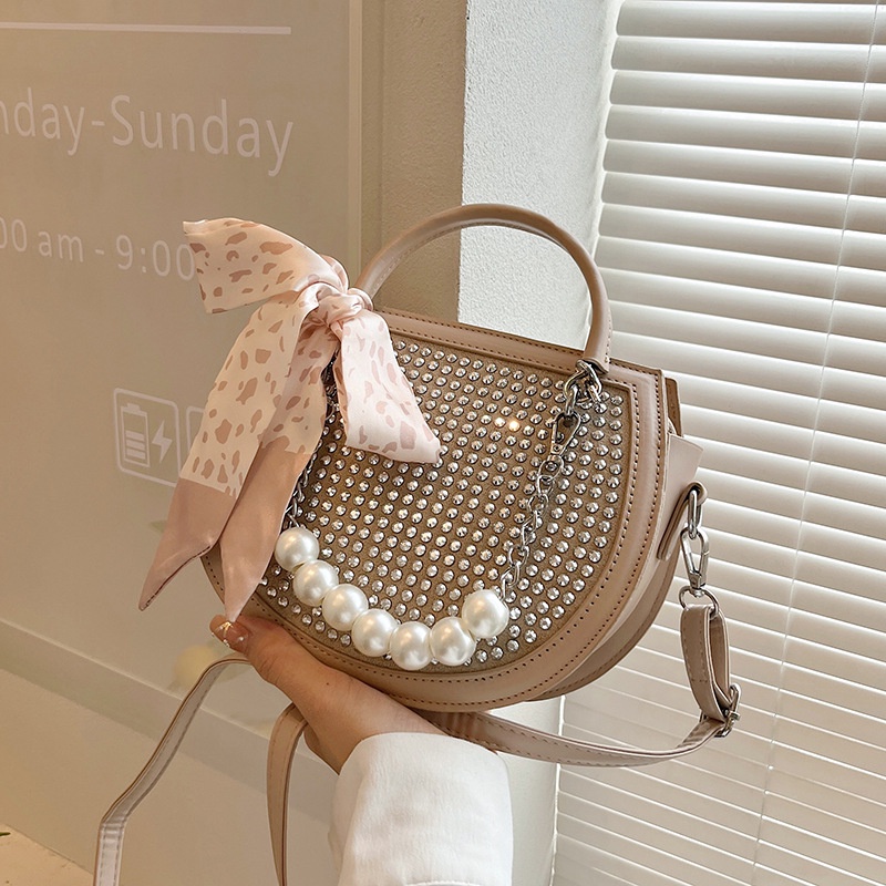 Ielgy Túi Xách Yên Ngựa Đính Kim Cương Sáng Lấp Lánh Kiểu niche Cho Nữ