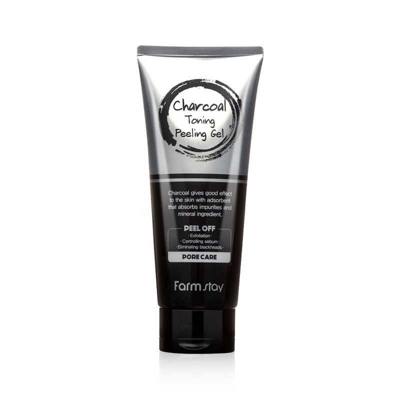 Gel Tẩy Tế Bào Chết trắng Da FarmStay Charcoal Toning Peeling Gel 180ml