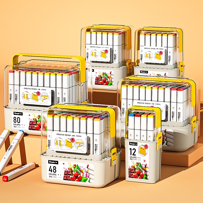 Bút Màu Marker Hai Đầu Guangbo cao cấp - Bộ Bút Marker Chuyên Nghiệp Tô Màu Manga Anime Mỹ Thuật Guangbo - GUBH02252