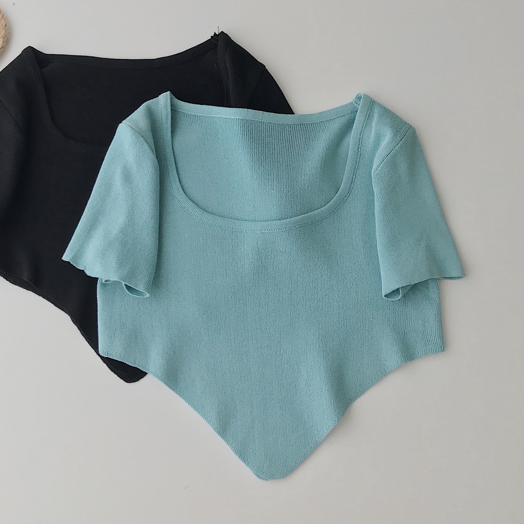 Áo Thun Croptop Nữ JEM CLOSET Thiết Kế Vát Chéo Cá Tính Lên Form Xinh KAVA 10403