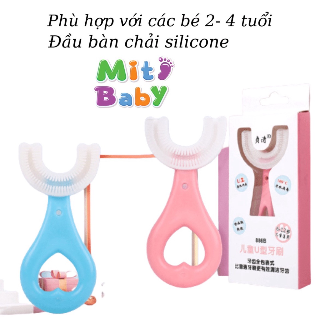 Bàn chải đánh răng trẻ em -bàn chải silicone chữ U cho bé